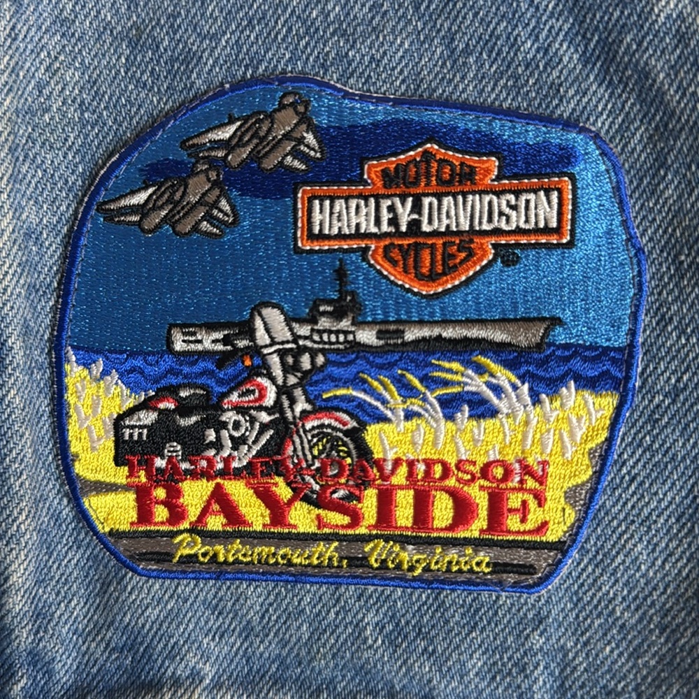 Vintage Harley-Davidson Custom Patch Denim Vest Y2K Biker Style Women’s‎ M - Picture 11 of 15